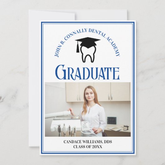 Faire-part Blue Dental School Photo Custom Graduation (Devant)