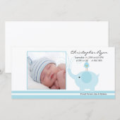 Faire-part Blue Elephant Baby Boy Annouement de naissance (Devant / Derrière)