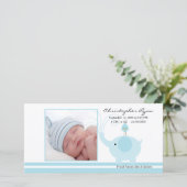 Faire-part Blue Elephant Baby Boy Annouement de naissance (Debout devant)