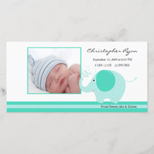 Faire-part Blue Elephant Baby Boy Annouement de naissance