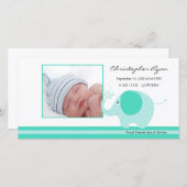 Faire-part Blue Elephant Baby Boy Annouement de naissance (Devant / Derrière)