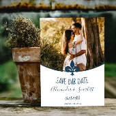 Faire-part Blue Fleur de Lis Photo Enregistrer La Date Annonc