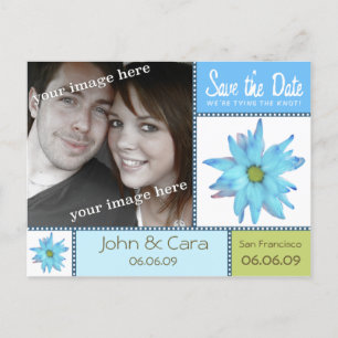 Faire-part Blue Floral Enregistrer la date Carte postale
