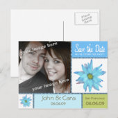 Faire-part Blue Floral Enregistrer la date Carte postale (Devant / Derrière)