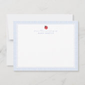 Faire-part Blue Gingham Ladybug Nursery Note Card (Devant)