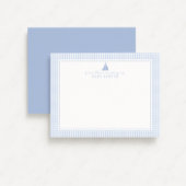Faire-part Blue Gingham Sailboat Nursery Note Card