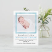 Faire-part Blue Gold Foil Nouveau bébé garçon statistiques de (Debout devant)