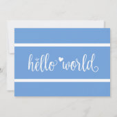 Faire-part Blue Hello World Photo Birth Stat (Dos)