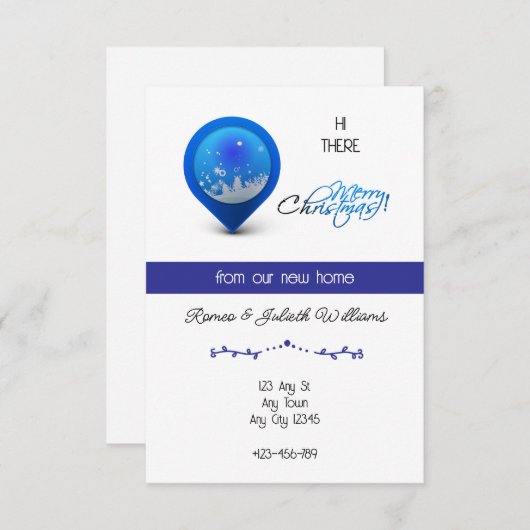 Faire-part Blue Location New Home Announcement (Devant / Derrière)