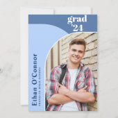 Faire-part Blue Modern Graduate Photo Lycée Diplôme (Devant)