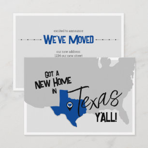 Faire-part Blue New Home au Texas Y'all Moving