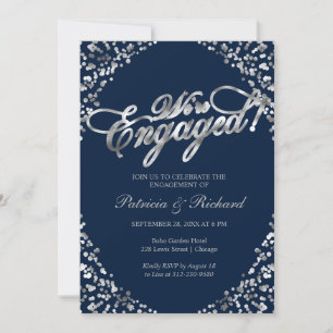 Faire-part Blue Nous sommes engagés Engagement Party Invitati