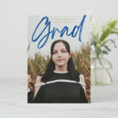 Faire-part Blue Orange Brush Grad Modern Photo University (Debout devant)