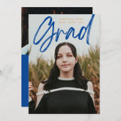 Faire-part Blue Orange Brush Grad Modern Photo University (Devant / Derrière)
