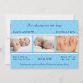 Faire-part Blue Pearl Twins (Devant)