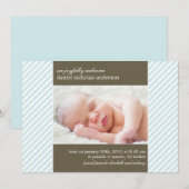 Faire-part Blue Pinstripes Photo Baby Birth Annonces (Devant / Derrière)