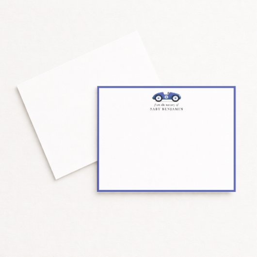 Faire-part Blue Retro Car Nursery Note Card