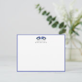 Faire-part Blue Retro Car Nursery Note Card (Debout devant)