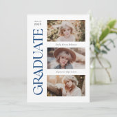 Faire-part Blue Trendy Serif Multiples Diplôme Photo (Debout devant)
