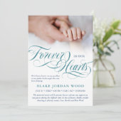 Faire-part Blue Turquoise pour toujours dans nos coeurs Baby  (Debout devant)