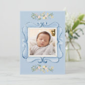 Faire-part Blue Vintage Frame Whimsical Baby (Debout devant)