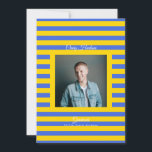 Faire-part Blue Yellow High School Grad Announcement Card<br><div class="desc">Part of Grad Collection - Add your custom matching envelope, stickers, and more Announce your graduate’s achievement with this retro and preppy graduation announcement card. Featuring a modern photo layout and clean typography, this design is perfect for high school graduates celebrating the Class of 2026. Fully customizable with your own...</div>