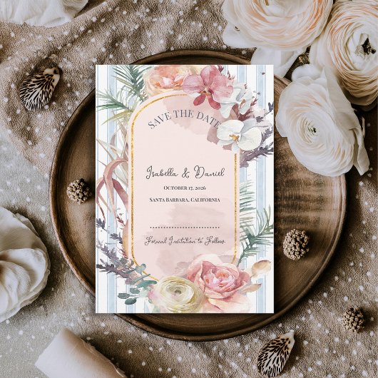 Faire-part Blush Orchid Tropical Wedding Save the Date 