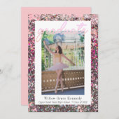 Faire-part Blush Pink et Silver 2 photo Glam Graduation Anno (Devant / Derrière)