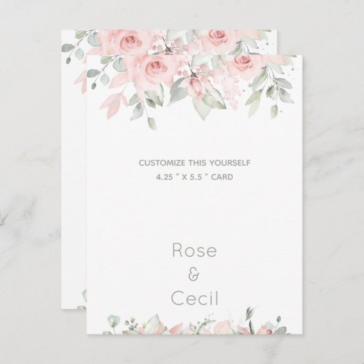 Faire-part Blushing Rose 2 Mariage Papier à lettres Personnal (Devant / Derrière)