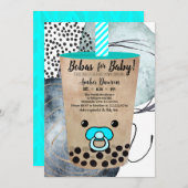 Faire-part Bobas Pour Bébé Boba Tea Inspiré Baby shower (Devant / Derrière)