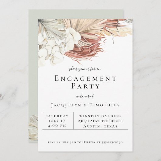 Faire-part Bohême Botanical Engagement (Devant / Derrière)