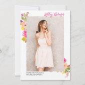 Faire-part Bohème rose roses fleur sauvage graduation de prin (Dos)