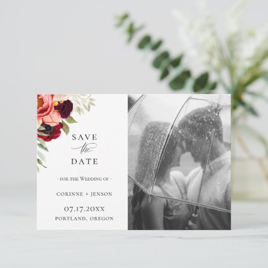 Faire-part Bohemian Blooms Photo Enregistrer La Date (Debout devant)