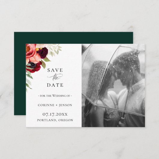 Faire-part Bohemian Blooms Photo Enregistrer La Date (Devant / Derrière)