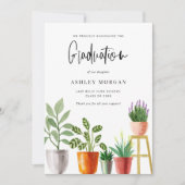 Faire-part Boho Aquarelle Poted Houseplants Graduation (Devant)