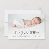 Faire-part Boho Arc-en-ciel main tiré noir blanc naissance (Devant)