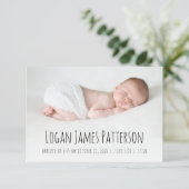 Faire-part Boho Arc-en-ciel main tiré noir blanc naissance (Debout devant)