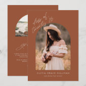 Faire-part Boho Arche en Terre Cuite Photo de Promotion (Devant / Derrière)