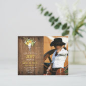 Faire-part Boho Barnwood Tournesols Crâne Photo Graduation (Debout devant)