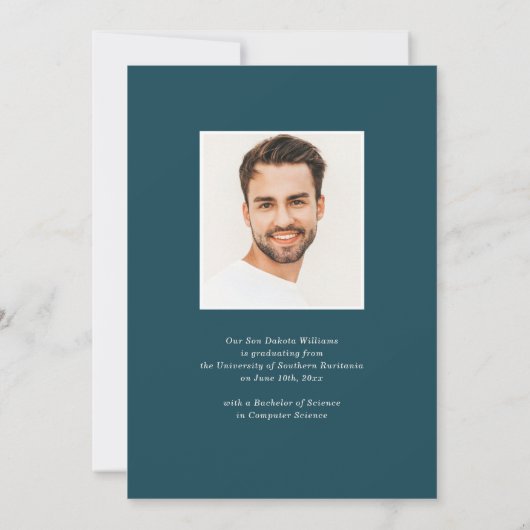 Faire-part Boho Blue & Beige Grad Typographie Photo Graduatio (Dos)