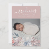 Faire-part Boho Botanique Blush Florals été Baby Girl (Devant)