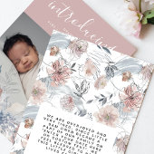 Faire-part Boho Botanique Blush Florals été Baby Girl