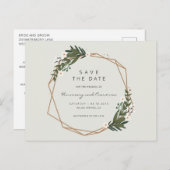 Faire-part Boho Cadre Géométrique Doré avec Verdur (Devant / Derrière)