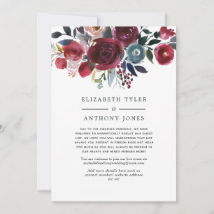 Faire-part Boho Chic Burgundy et Navy Liste d'invités réduite