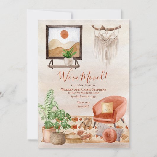 Faire-part Boho Chic Home Scène Macrame Moving (Devant)