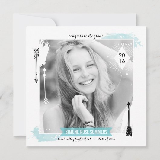 Faire-part Boho Chic Photo Annonces De Diplôme (Devant)