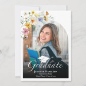 Faire-part Boho Colorful Fleur sauvage Photo Graduation (Devant)