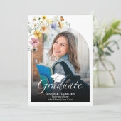 Faire-part Boho Colorful Fleur sauvage Photo Graduation (Debout devant)