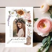 Faire-part Boho Cowgirl Pays Western Photo Graduation