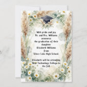 Faire-part Boho Daisy Pampas Grass Photo Graduation (Dos)